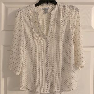 Off white and grey polka dot H&M blouse